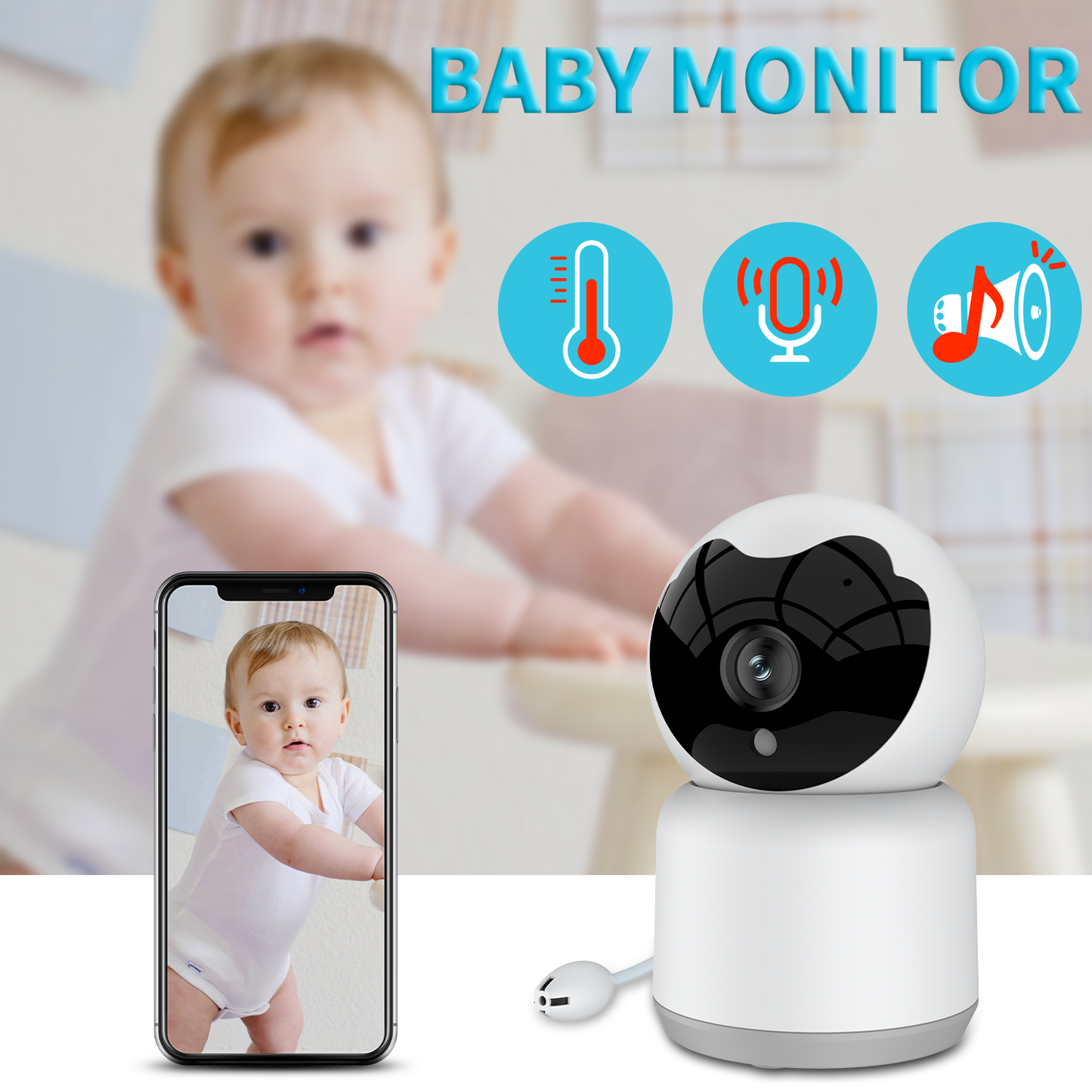 4MP HD Camera Baby Monitor Baby Cry Detection Two Way Audio 1080p