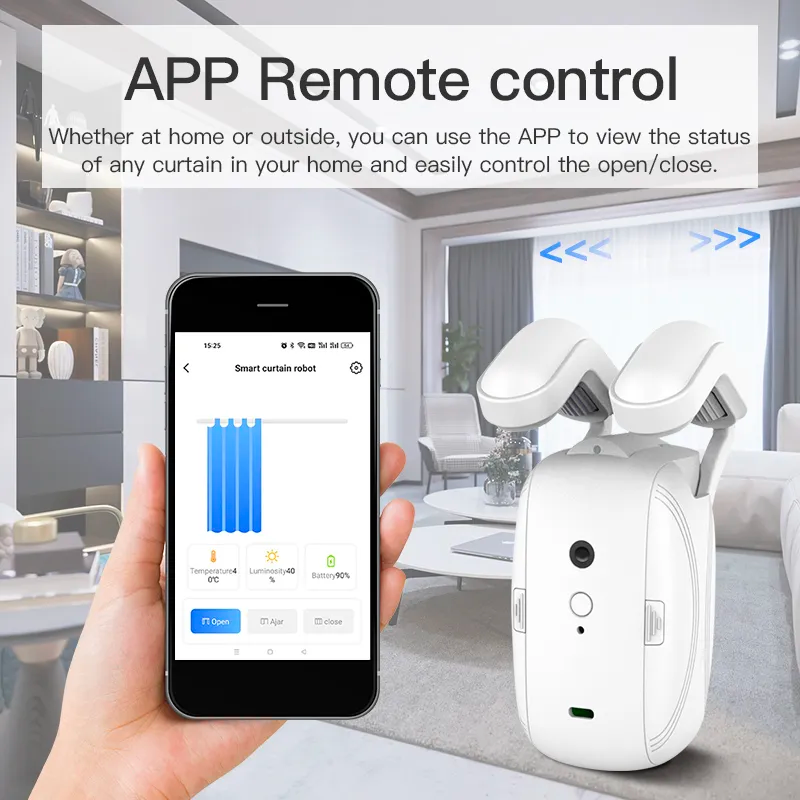 Smart home WiFi and bluetooth modes automatically opening and closing smart curtain robot rod Alexa google home