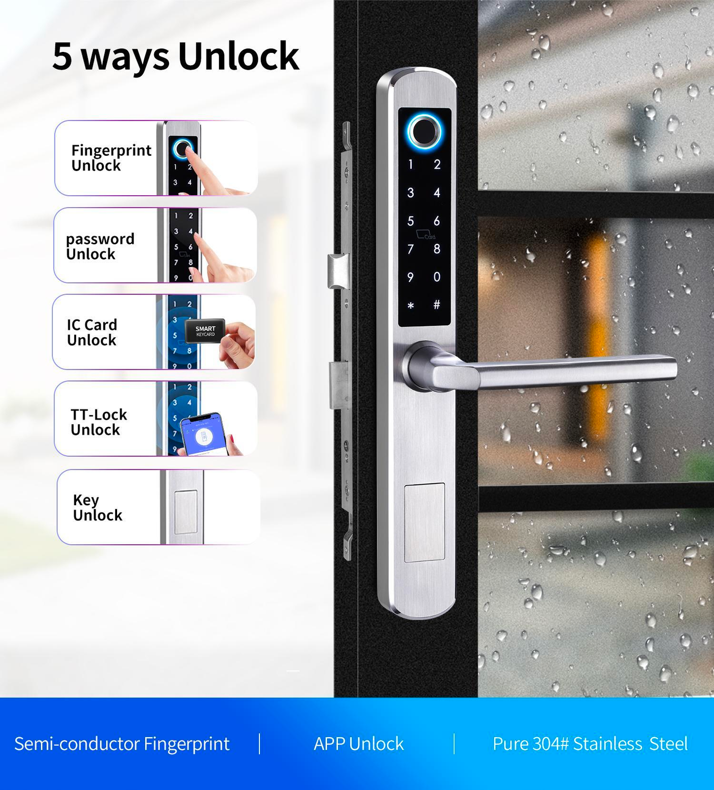 High Smart Door Lock Wi-Fi Smart Home Digital Lock Biormetric Fingerprint Door Lock