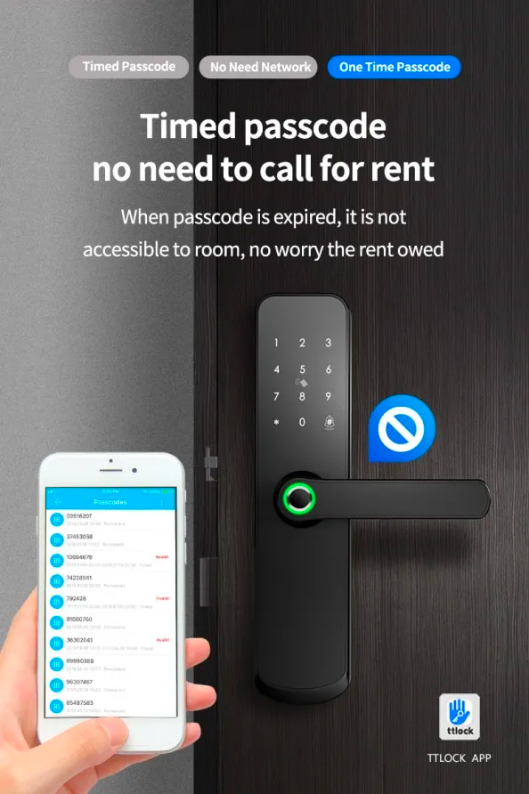 Waterproof Password Card Key Wifi Smart Door lock with Fingerprint