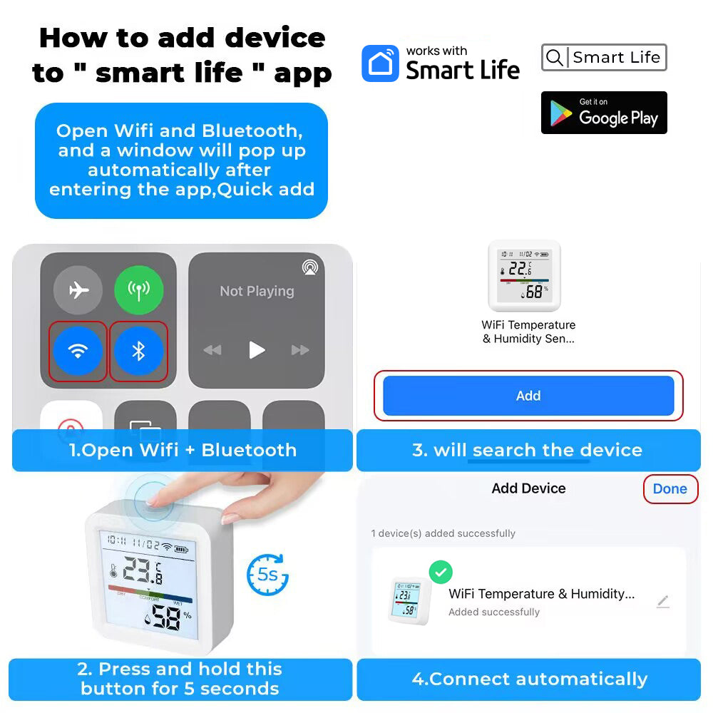 Tuya Zigbee/WiFi Temperature & Humidity Sensor