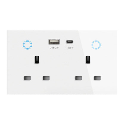 Tuya Smart Socket 16A Supports Power-Off Memory Setting Button Backlight Glass Panel