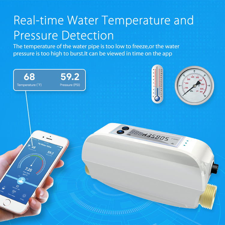 Waterproof Tuya Smartlife Wireless WiFi Ble Water Flow Monitor and Water Shutoff in 3/4 inch Smart Ultrasonic Water Meter